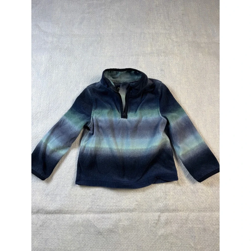 OshKosh Bgosh Toddler Boys 24M Blue Ombre Stripe Quarter Zip Fleece Pullover
